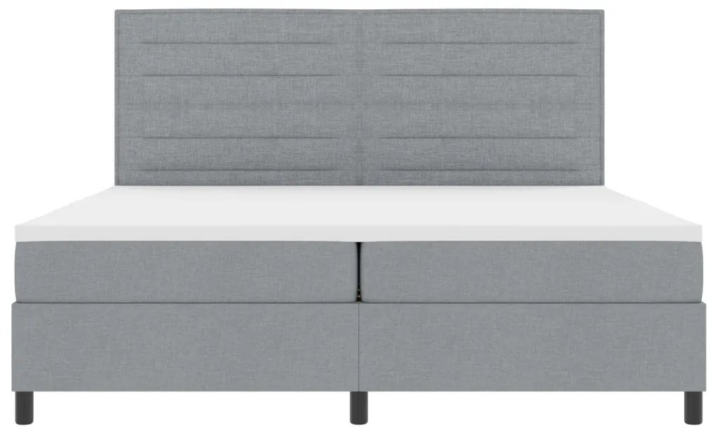 Box Spring Ágy Matrac Világosszürke 200x200 cm Szövet