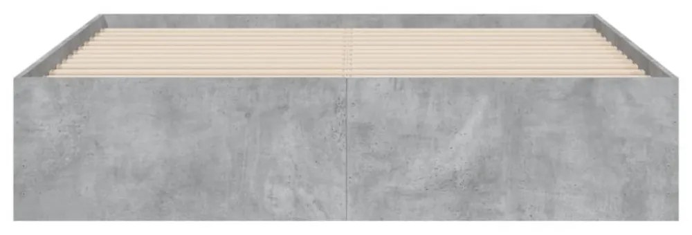 betonszürke szerelt fa ágykeret fiókokkal 150 x 200 cm