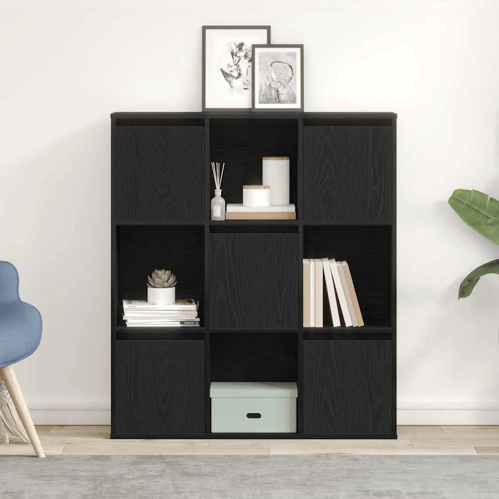 Könyvespolc fekete tölgy 89x24x101,5 cm Gépesített fa