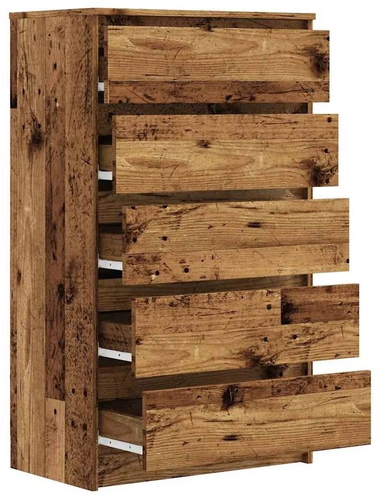 antik fa színű szerelt fa fiókos szekrény 60 x 36 x 103 cm