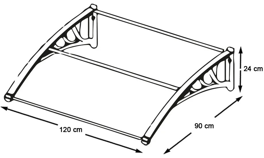 Műanyag előtető több méretben és színben-120x90 cm-fehér