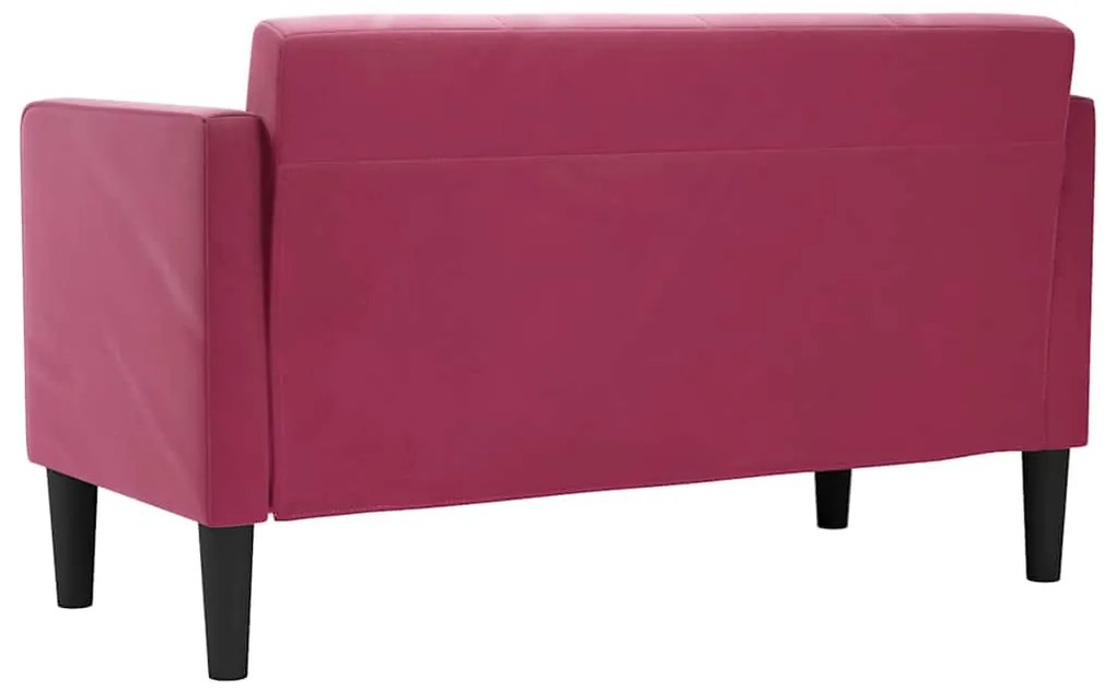 bordó bársony loveseat kanapé 111 cm