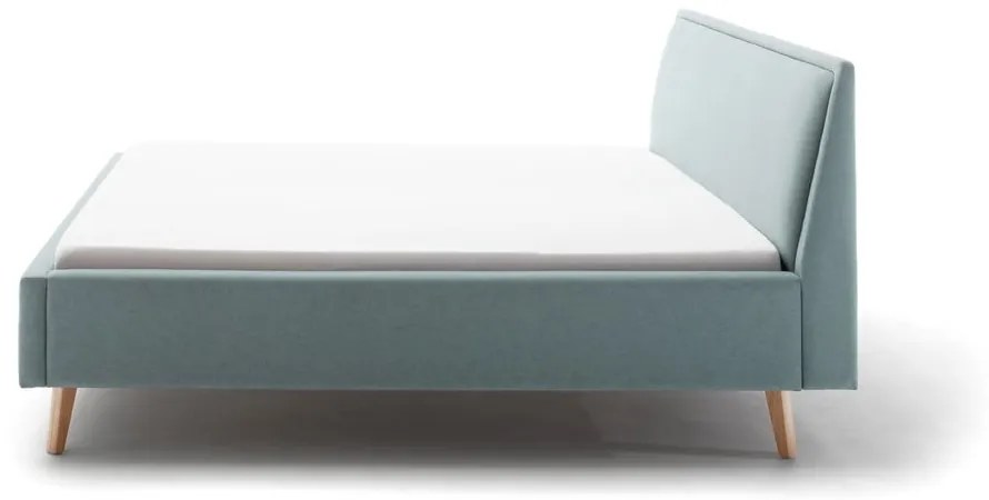 Kék-szürke kárpitozott franciaágy ágyrács nélkül 160x200 cm Frieda – Meise Möbel