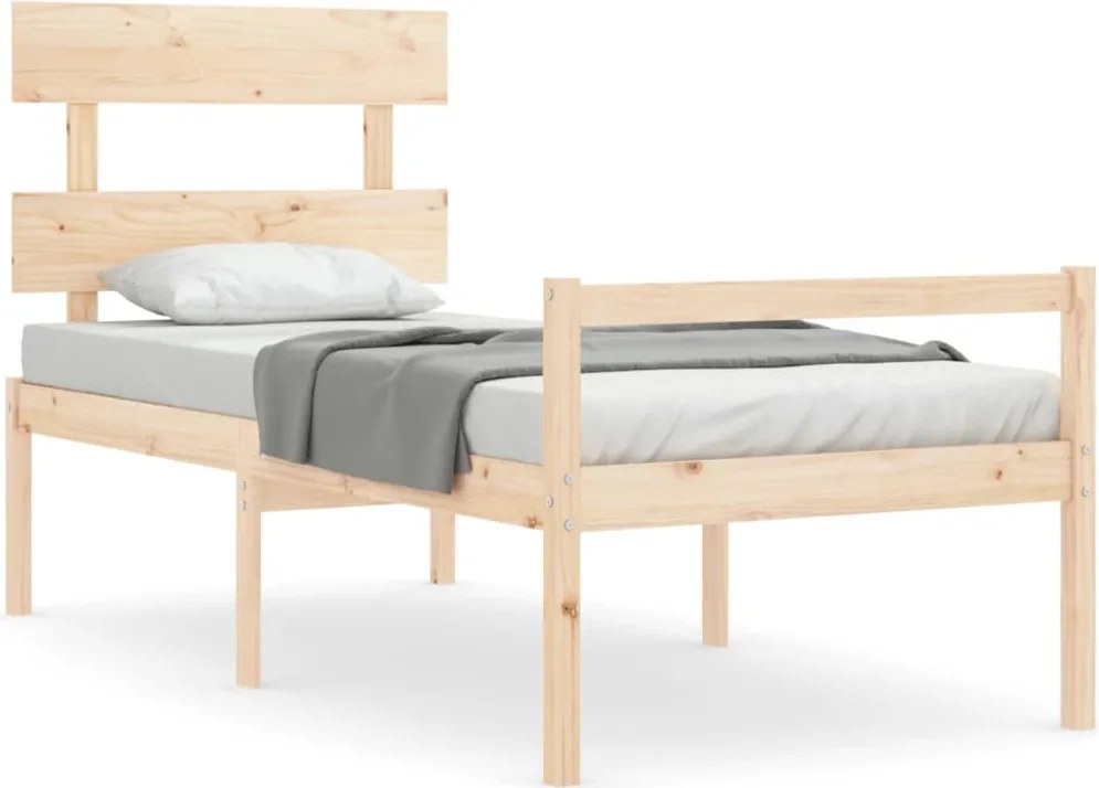 vidaXL tömör fa ágy időseknek fejtámlával 90x200 cm