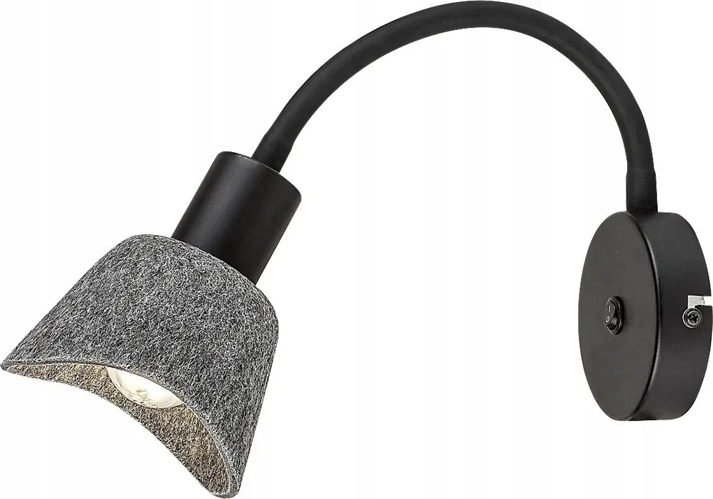 Olvasó fali lámpa fekete filc hamuszürke lámpabúra 25 cm Rabalux