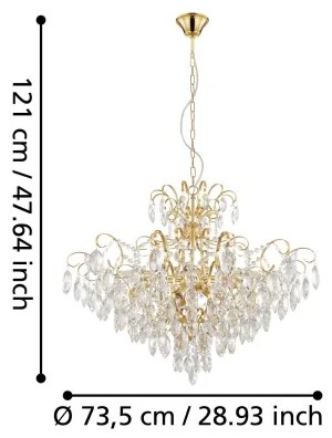 Eglo 39606 - Csillár láncon FENOULLET 9xE14/25W/230V arany