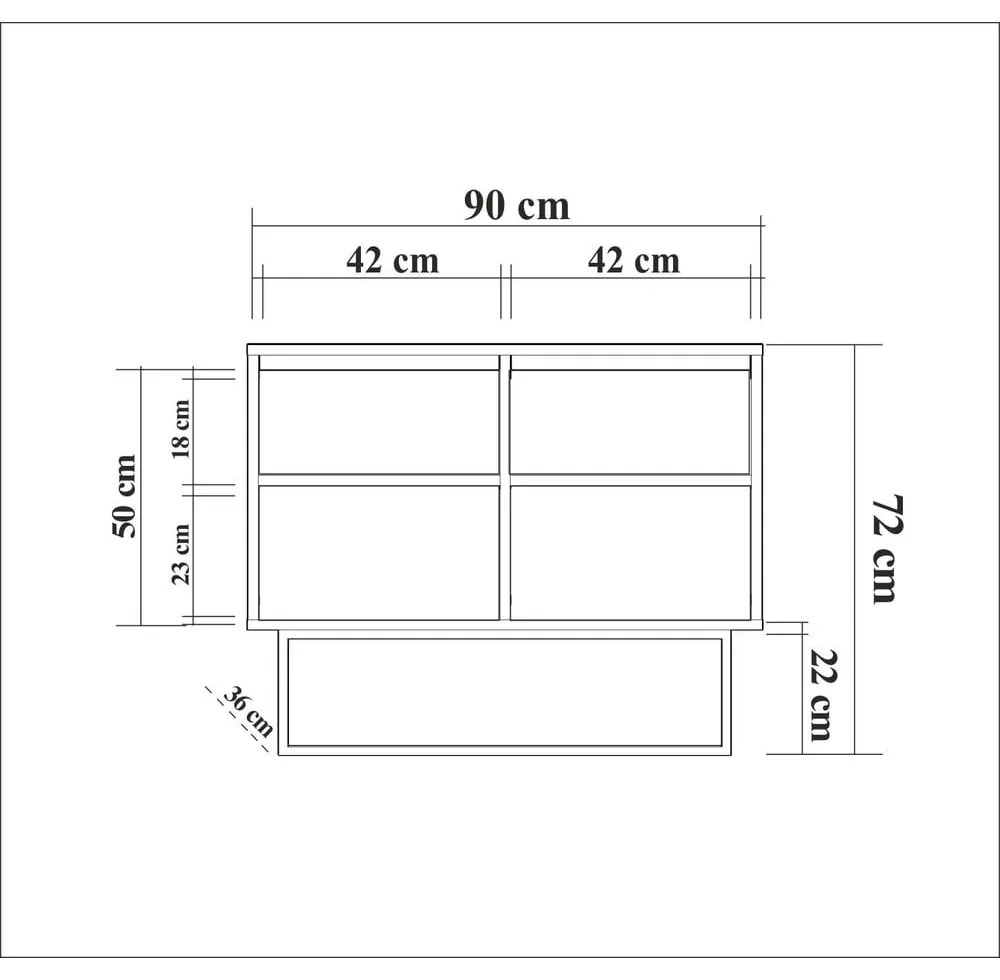 Natúr színű szekrény diófa dekorral 90x72 cm Rodez – Kalune Design