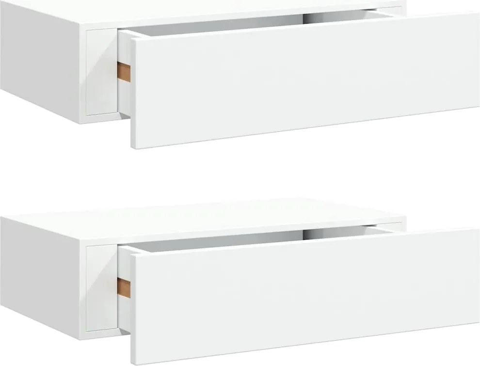 vidaXL 2 db fehér MDF falra szerelhető fiókos polc 40 x 23,5 x 10 cm