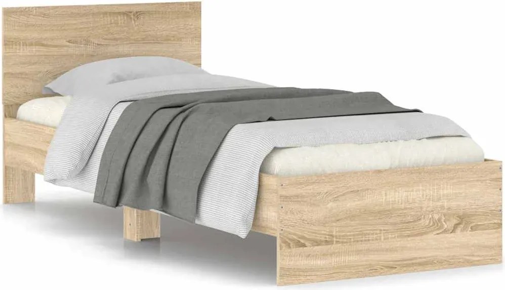 vidaXL sonoma tölgy színű fejtámlás ágykeret matrac nélkül 90 x 190 cm