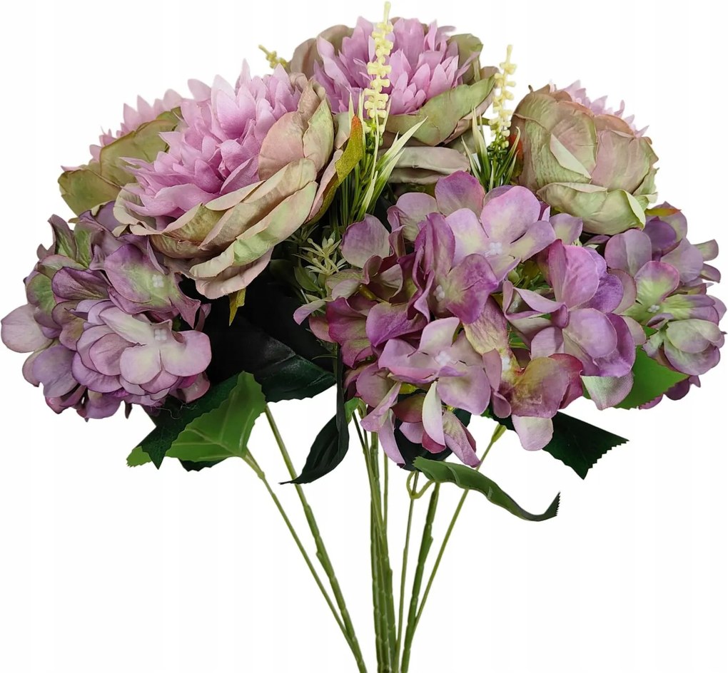 Hortenzia rózsa csokor lila-zöld 0836-6