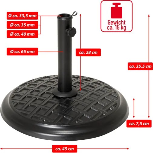 Napernyőtalp kerek 15 kg Ø 45 cm