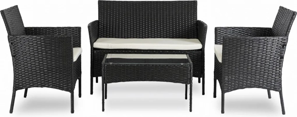 Zestaw Mebli Ogrodowych MISSISIPI Czarny/Beżowy