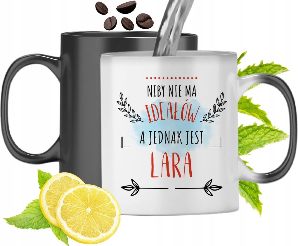 Mágikus Bögre Lara Fekete Színváltós, fényképes nyomattal