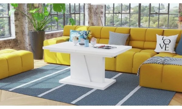 NINO fehér, kihúzható, emelhető lapos konferencia- és étkezőasztal