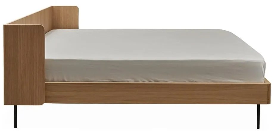 Natúr színű franciaágy tölgyfa dekorral 180x200 cm Wrap – Bonami Selection