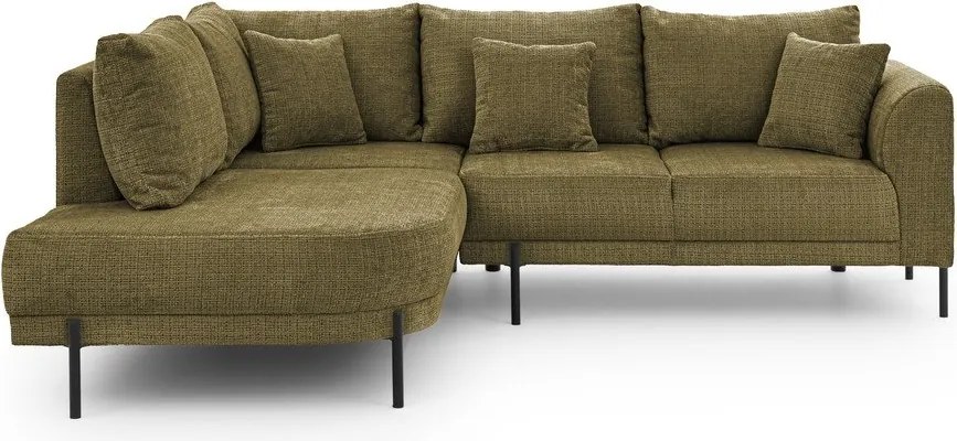 Zöld zsenília sarokkanapé (bal oldali-L alakú) Mauris – Ropez