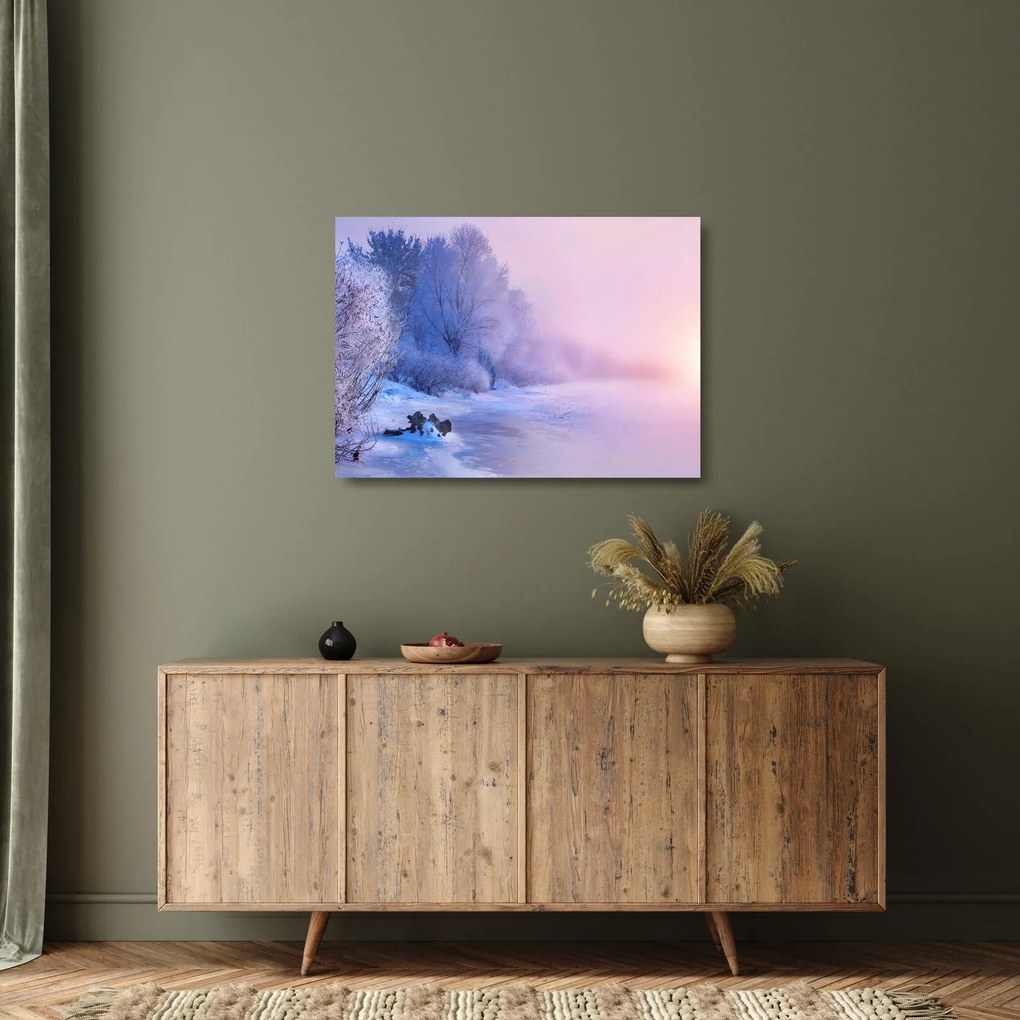 Kép - Befagyott folyó (üvegen) (70x50 cm)
