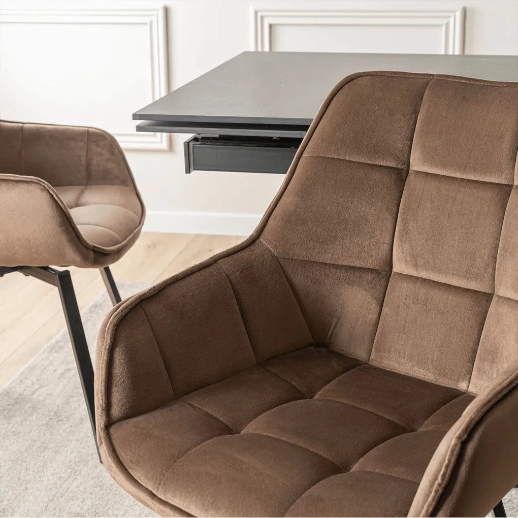 Forgószék barna bársony kárpittal – LUNA