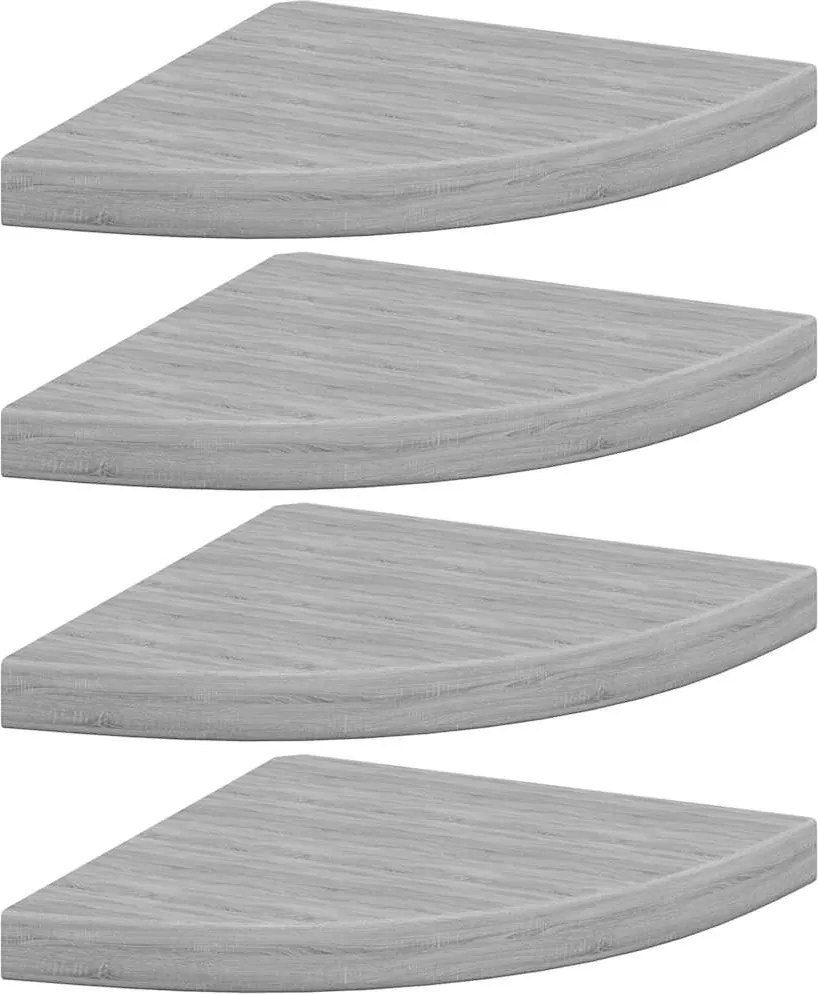 vidaXL 4 db betonszürke MDF fali sarokpolc 35 x 35 x 3,8 cm