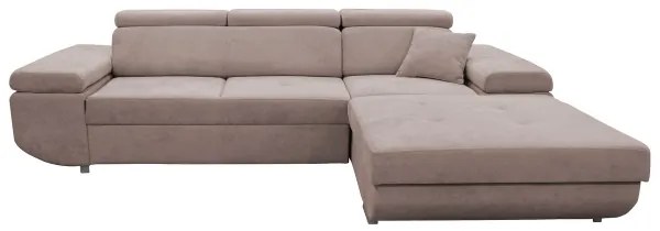 CASTELO L-alakú, ággyá alakítható jobb oldali sarokkanapé tárolóval, bézs