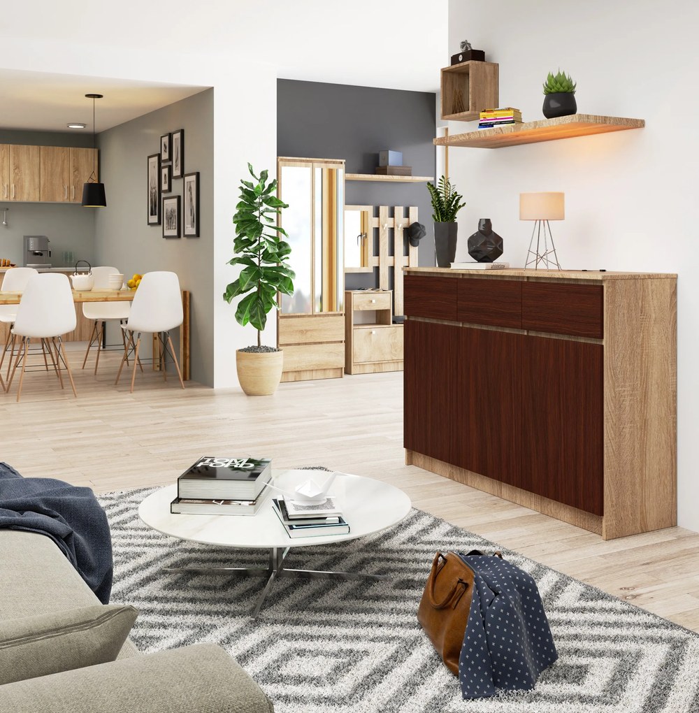 Komód Kuwait 3D 3D (sonoma tölgy + wenge). 1117163