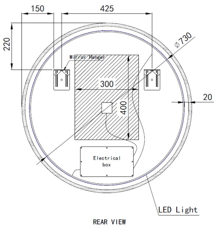 Kerek Led tükör Ø80cm Welland Alpha | Páramentesítő - Óra - Fényerő + színhőfok állítás