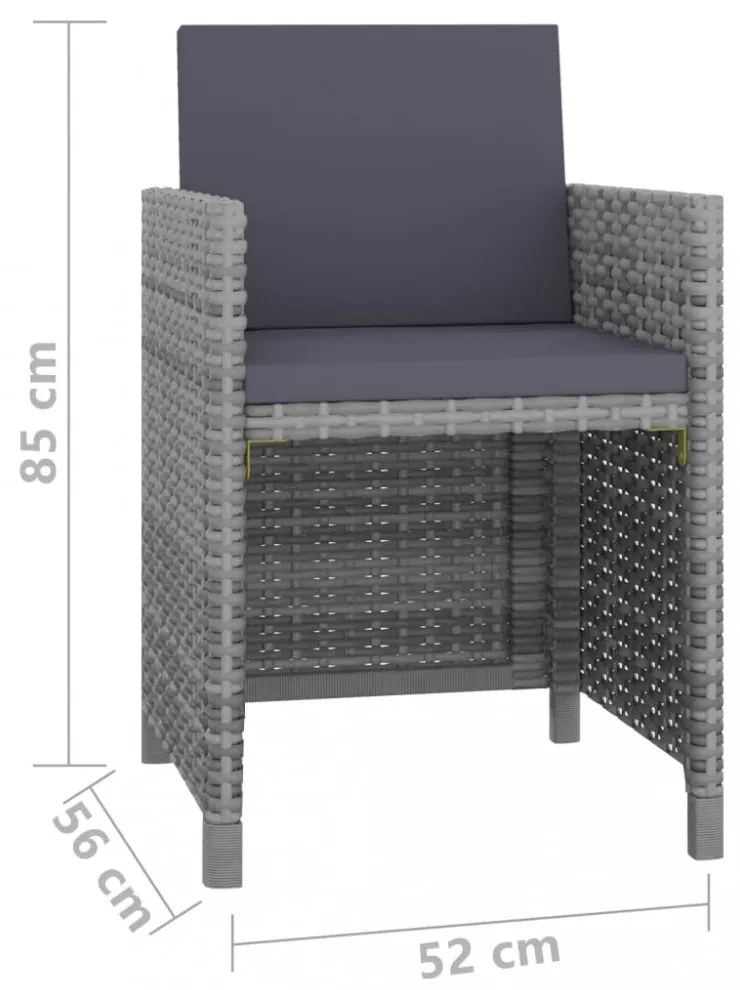 11-részes szürke polyrattan kültéri étkezőszett párnákkal