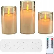 Lángmentes Led gyertyák, villogás, töltőállomással és távirányítóval