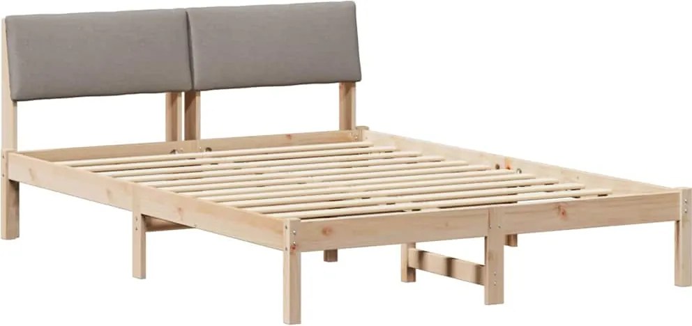 vidaXL Ágykeret fejtámlával Barna és taupe 150 x 200 cm Tömör fenyőfa