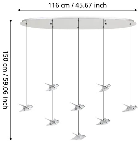 Eglo 390401 - LED Dimmelhető csillár zsinóron PARATEBUENO 8xLED/4,2W/230V króm