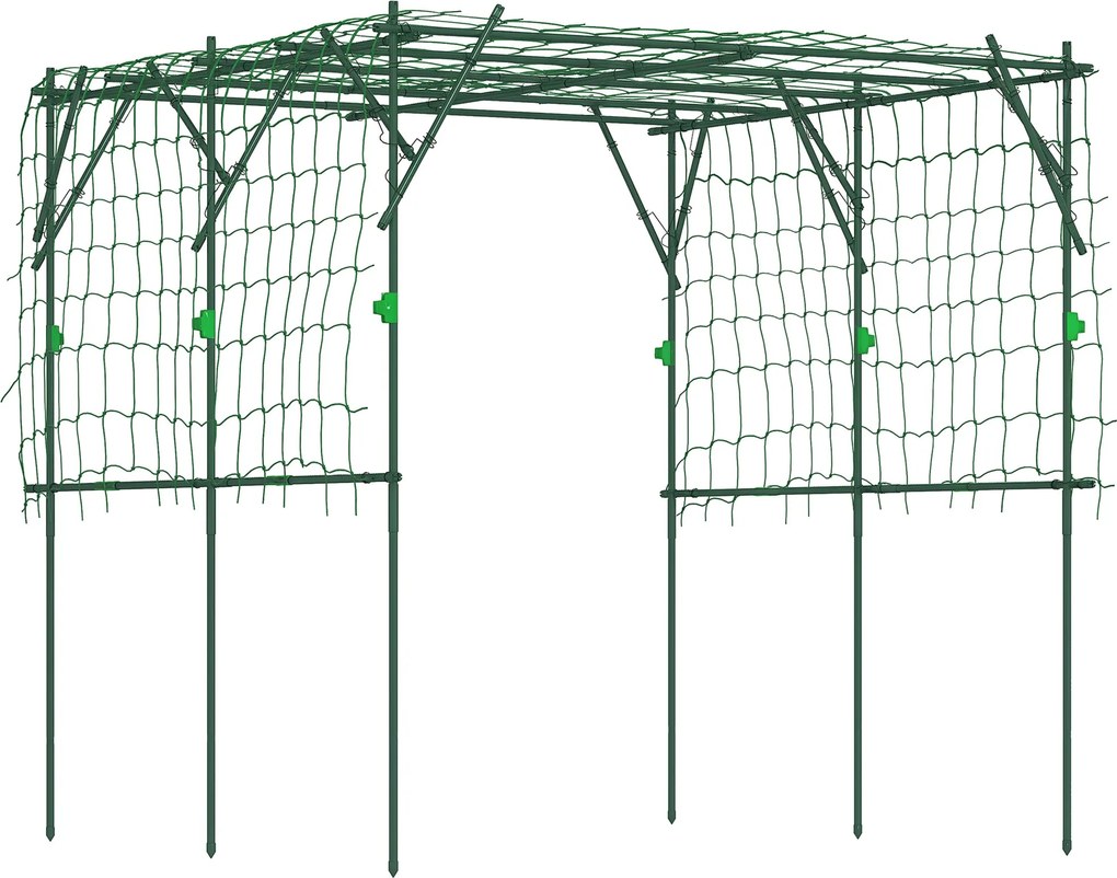 Outsunny Rozsafarázsa Acél Rozsafal 223x223x223 cm Trianguláris Támogatással Mászó Növényeknek Kertben Vagy Benti Növényeknek Zöld | Aosom