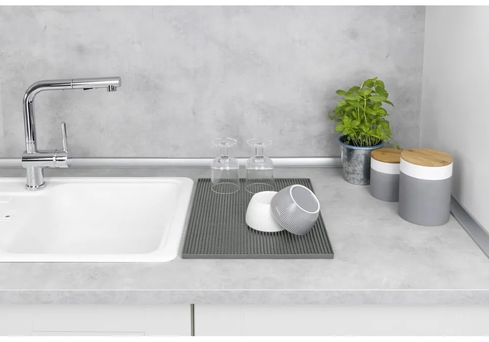 Szürke gumi edénycsepegtető alátét 40x30 cm Maxi – Wenko