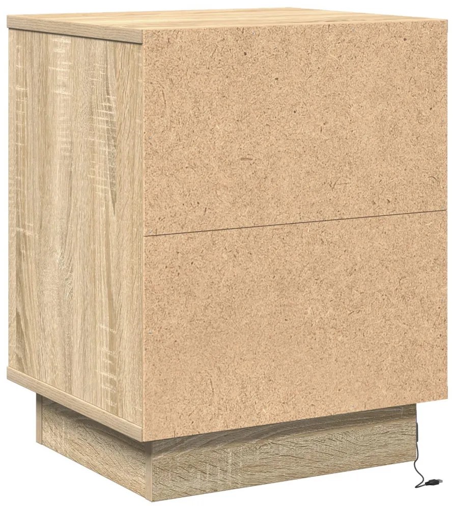 LED világítással ellátott éjjeli szekrények 2 darab Sonoma tölgy 39x34,5x50 cm