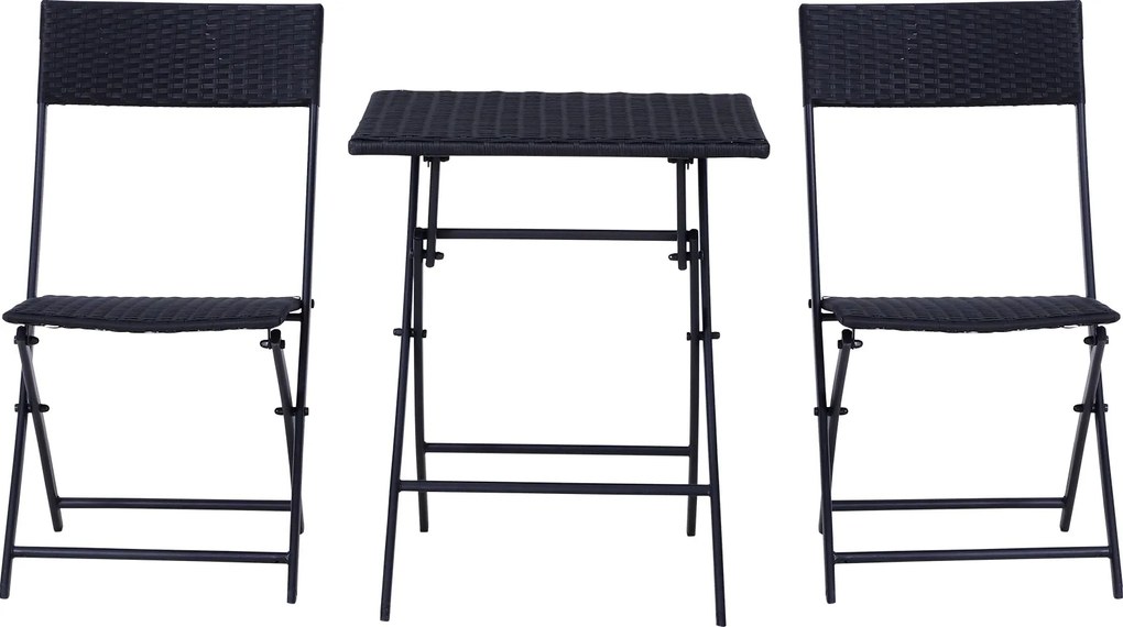 Outsunny Polyrattan Kerti Bútor Szett, Kültéri Lounge Balkoni Bútor 2 Személyre, 3 Részes Ülőgarnitúra, 2 Szék, Asztal | Aosom