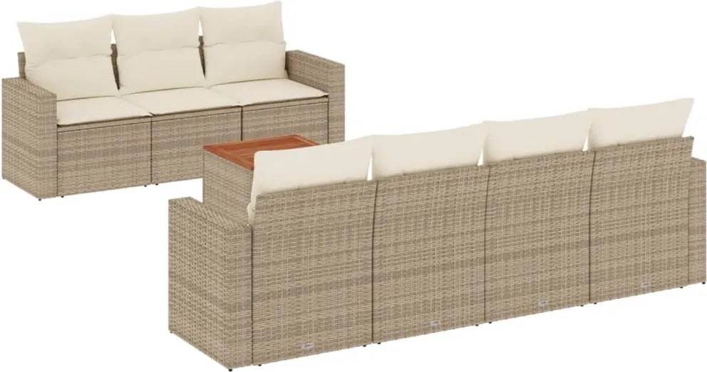 vidaXL 8 részes bézs polyrattan kerti ülőgarnitúra párnával