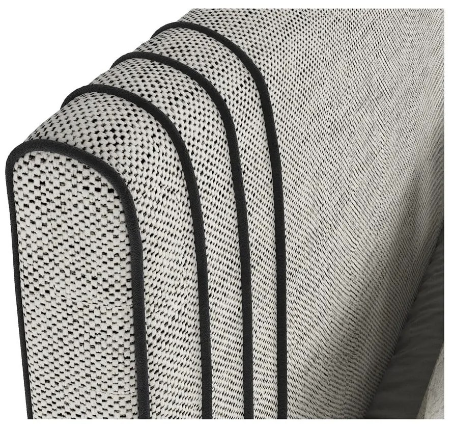 Világosszürke kárpitozott ágyneműtartós franciaágy 180x200 cm Musca – Maison de Rêve