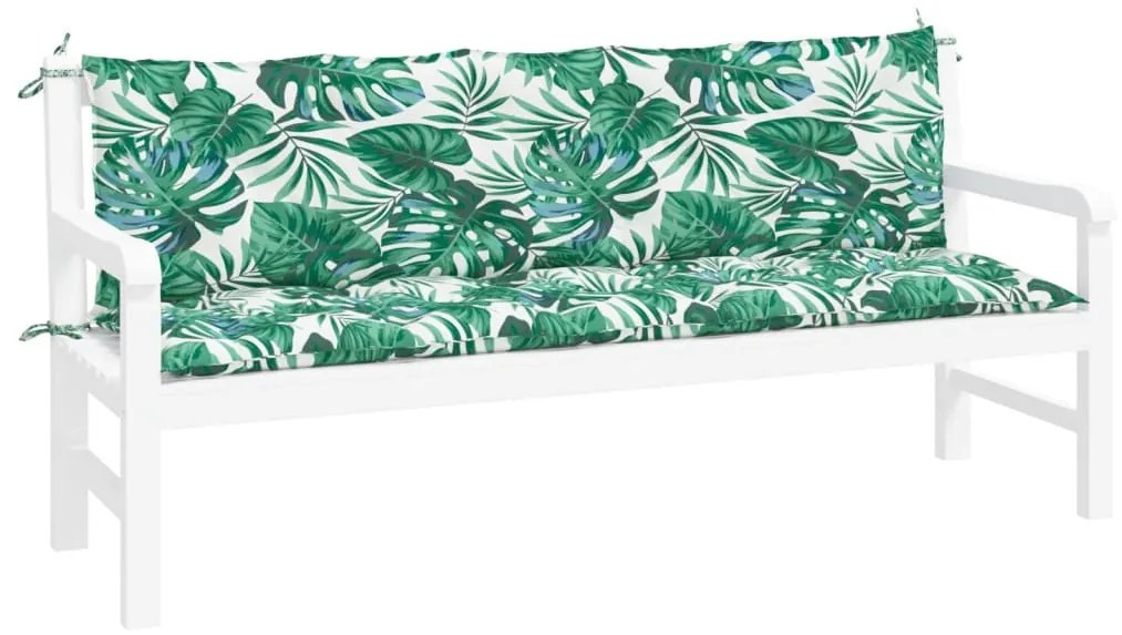 2 db levélmintás oxford szövet kerti padpárna 180 x 50 x 7 cm