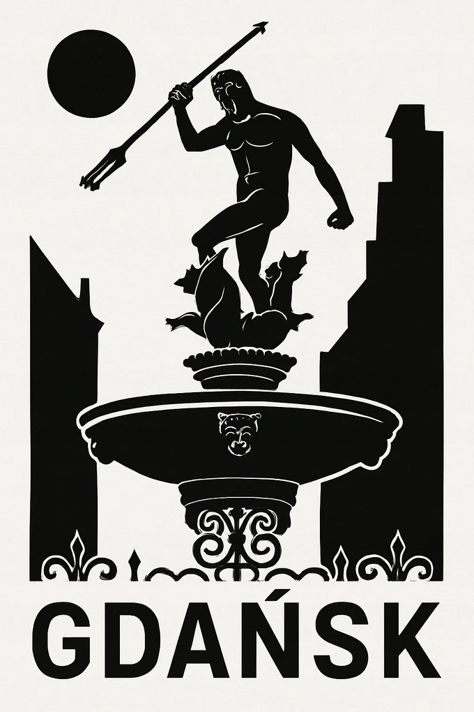 Neptun Minimalista Poszter Gdańsk 50x70