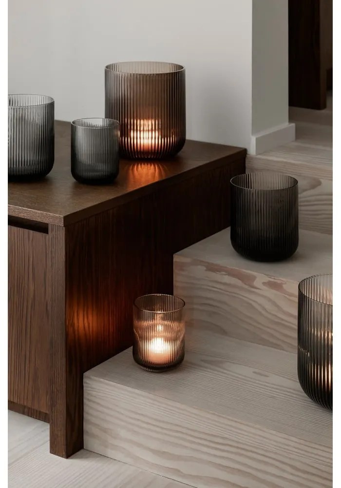 Ven barna üveg gyertyatartó, ø 14 cm - Blomus