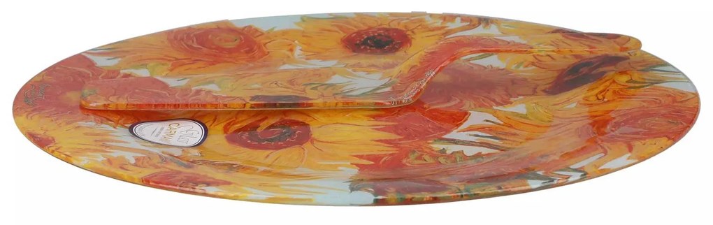 Üveg süteményes tortatál lapáttal Van Gogh Napraforgók