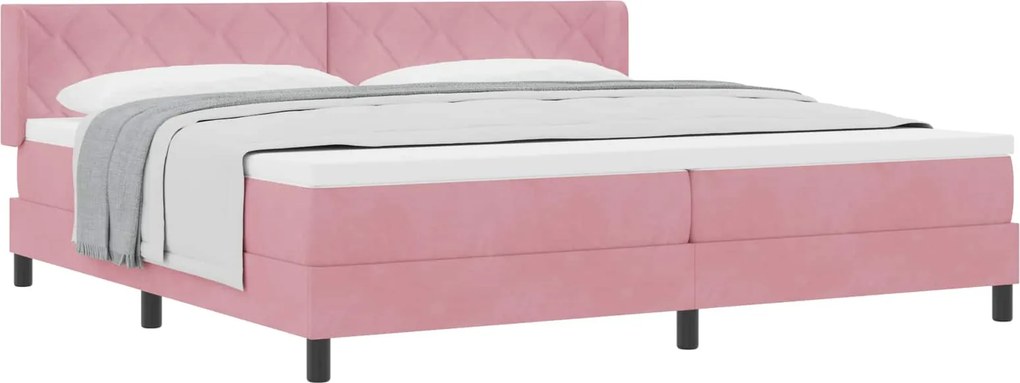 vidaXL Boxrugós ágy matracmal Rózsaszín 200 x 200 cm Poliészter