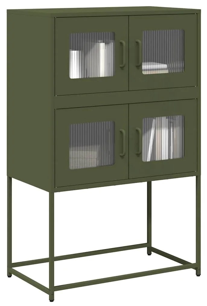 Highboard olívazöld 68x39x107 cm Acél