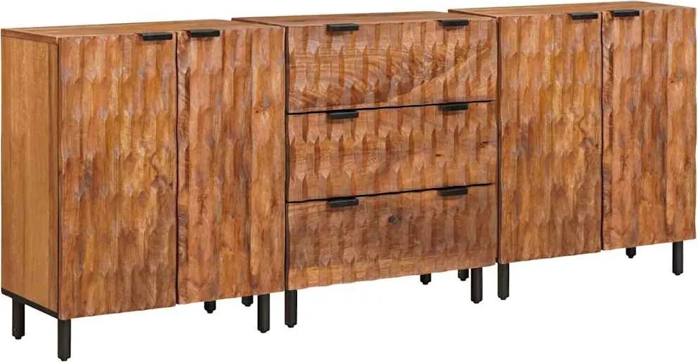 vidaXL Széf 3 pcs Akácbarna felület 60 x 33 x 75 cm Tömör Mangófát