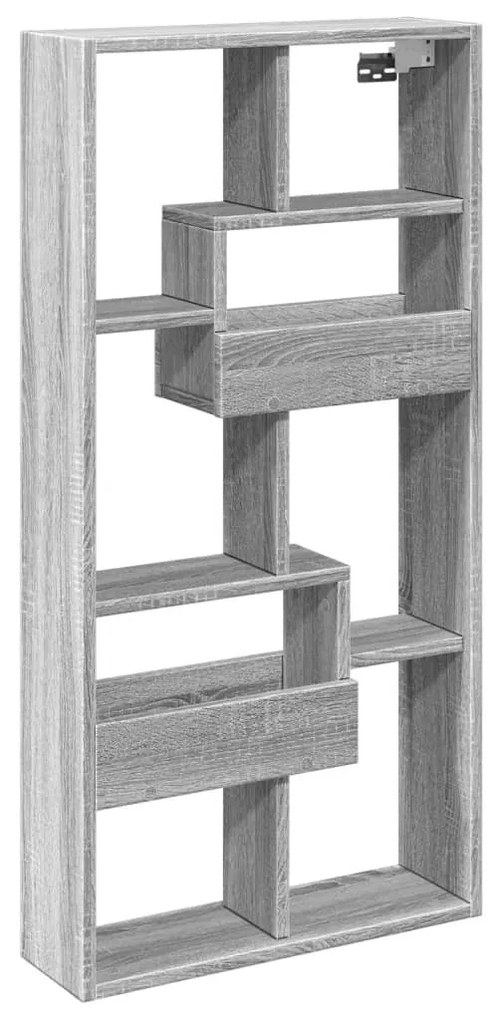 szürke sonoma színű szerelt fa faliszekrény 50 x 15 x 100 cm