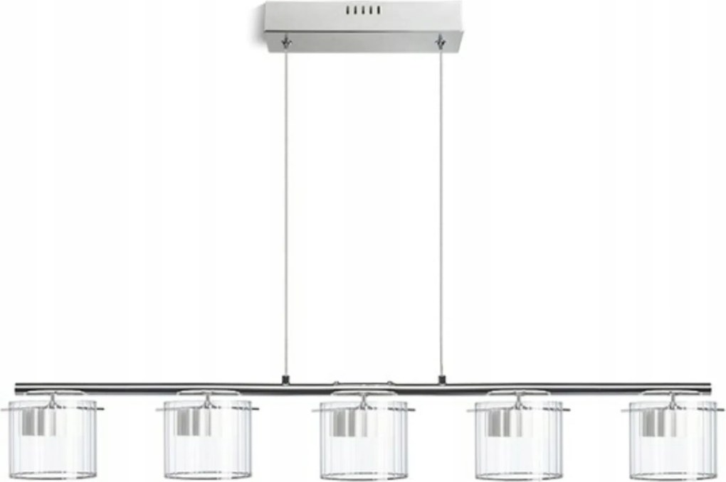 Led függeszték Rendl Estra V 5x5W, átlátszó üveg, fehér, 3000K, 900mm