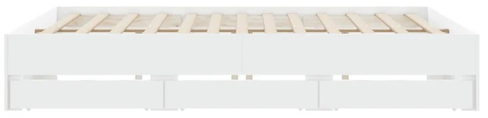 fehér szerelt fa ágykeret fiókokkal 200 x 200 cm