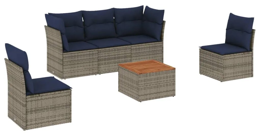6 részes szürke polyrattan kerti ülőgarnitúra párnával