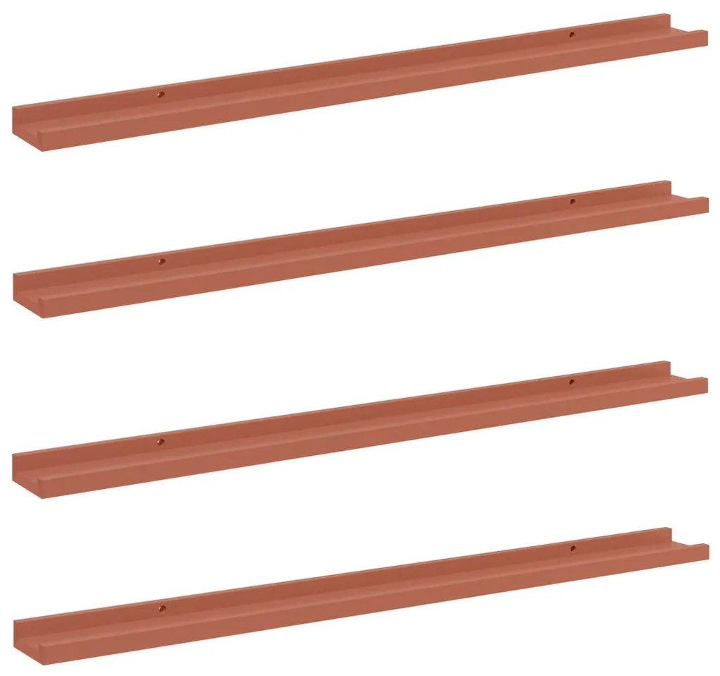 vidaXL Falpolc polcokkal tárolóval 4 pcs Piros 100 x 9 x 3 cm Faanyag