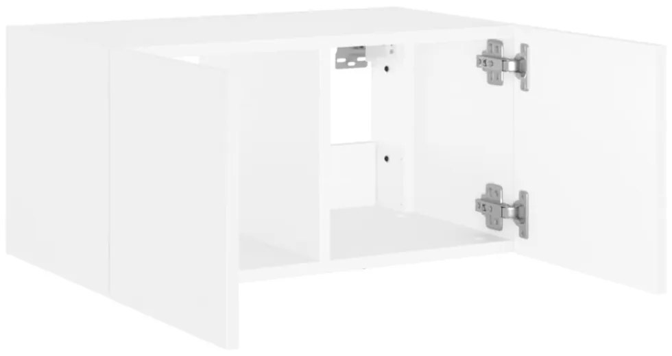 fehér falra szerelhető TV-szekrény LED-lámpákkal 60x35x31 cm
