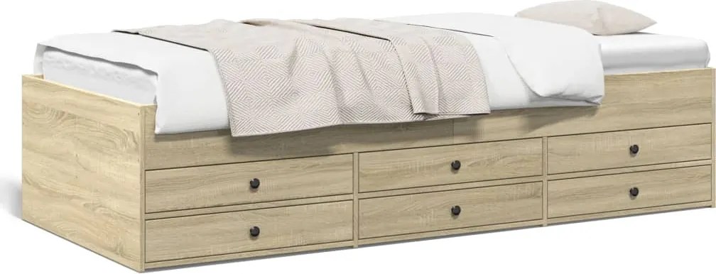 vidaXL sonoma tölgy kanapéágy fiókkal matrac nélkül 100x200 cm